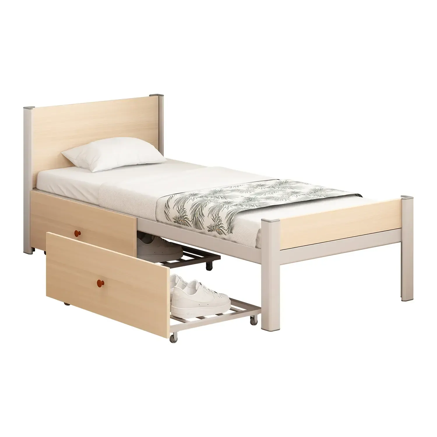 Single apartment bed – steel and wood structure-M school furniture product Single apartment bed – steel and wood structure-M school furniture product